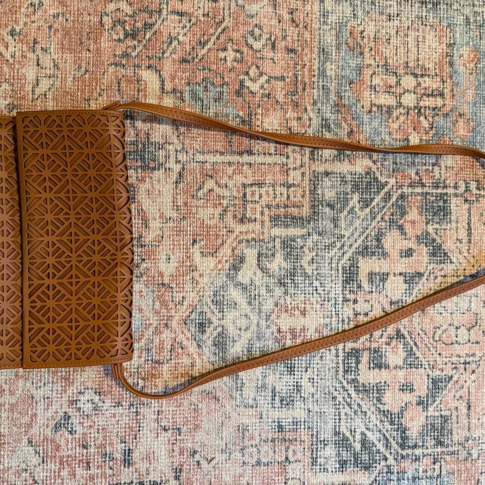 Brown Geometric Cutout Crossbody Bag